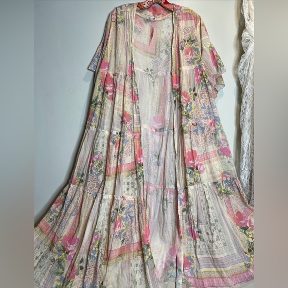 Free People In Full Swing Printed Vintage Rosette Tiered Robe Duster